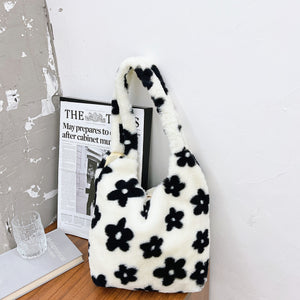 90's baby faux fur purse - Daisy / Pink Leopard / Cow