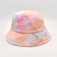 Load image into Gallery viewer, Rainbow Sherbert Faux Fur Bucket Hat
