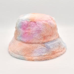 Rainbow Sherbert Faux Fur Bucket Hat