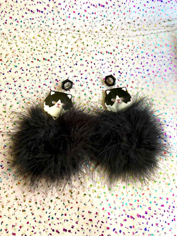 Persian Kitty Cat and Pom Pom Earrings by I'm Your Present