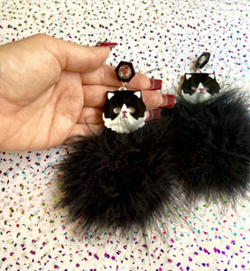 Persian Kitty Cat and Pom Pom Earrings by I'm Your Present