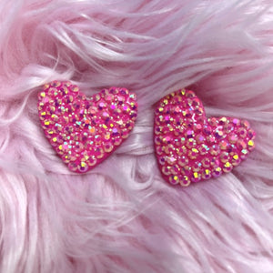 Sparkle Heart Earrings, Pink