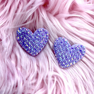 Sparkle Heart Earrings, Purple