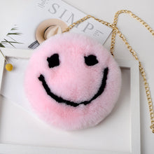 Load image into Gallery viewer, Smiley Boi fuzzy happy face purse

