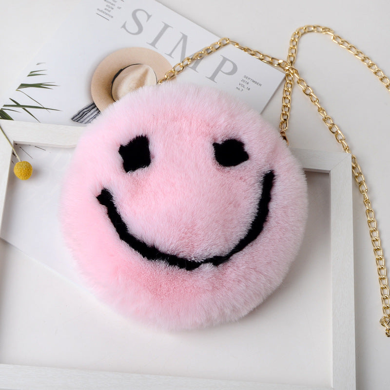 Smiley Boi fuzzy happy face purse