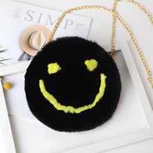 Load image into Gallery viewer, Smiley Boi fuzzy happy face purse
