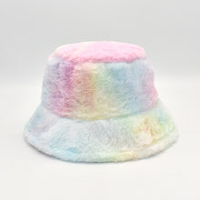 Load image into Gallery viewer, Rainbow Sherbert Faux Fur Bucket Hat
