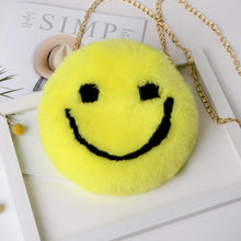 Load image into Gallery viewer, Smiley Boi fuzzy happy face purse
