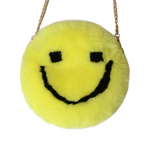 Smiley Boi fuzzy happy face purse