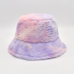 Rainbow Sherbert Faux Fur Bucket Hat