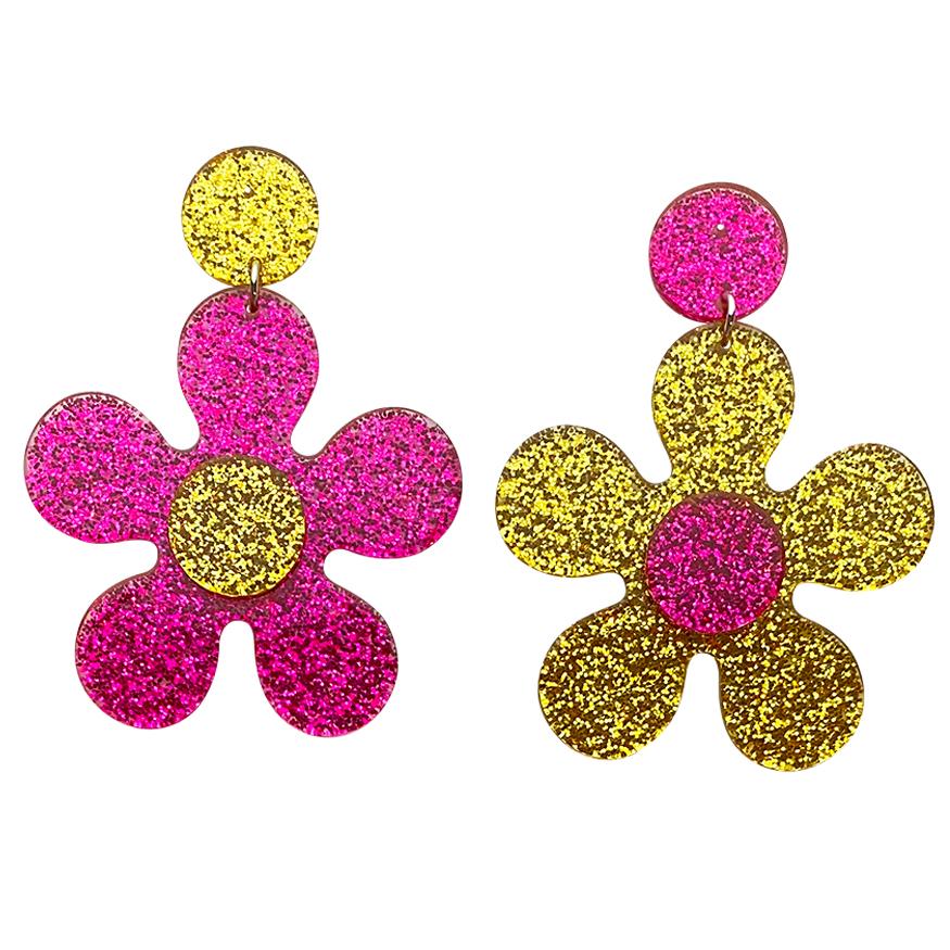 Carnaby Street Daisy Drop Earrings, Laser Kitten