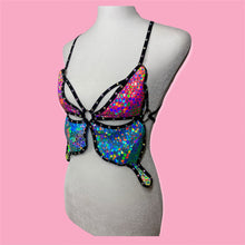 Load image into Gallery viewer, Butterfly Rainbow Rave Bra top, Prism Kisses
