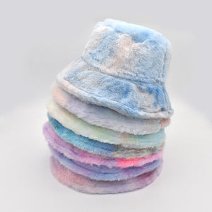 Rainbow Sherbert Faux Fur Bucket Hat