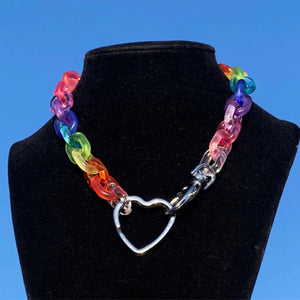 clear rainbow Acrylic chain necklace