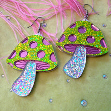 Load image into Gallery viewer, Magical Glitter Mushroom Earrings, I&#39;m Your Present
