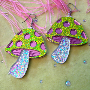 Magical Glitter Mushroom Earrings, I'm Your Present