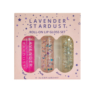 Kissing Glitter Lip Gloss Trio Box Set, Lavender Stardust